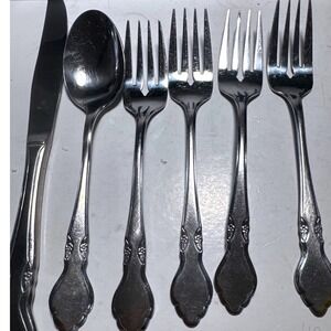 Northland Flatware Set  OS Silver Good Stainless Floral Scroll Korea 6pc